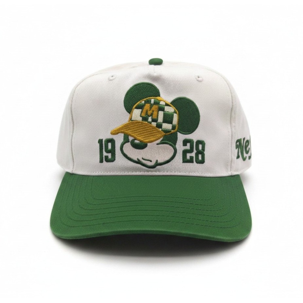 Neff x Disney Mickey Mouse 1928 Snapback Hat Green‎ Cream Embroidered Cap